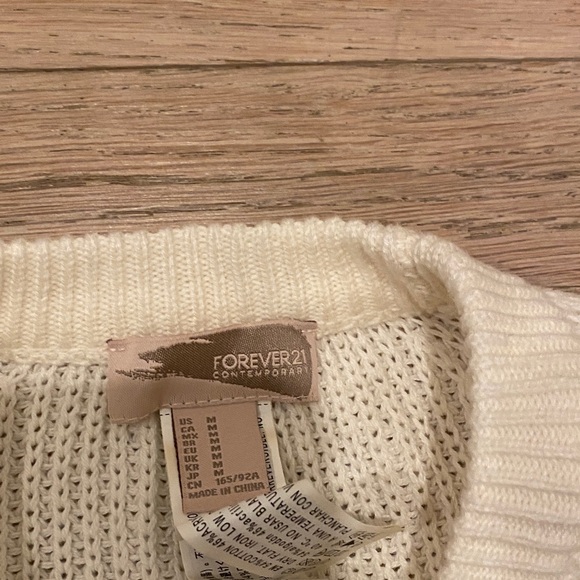 Cream Knit Sweater with Side Ties - Picture 2 of 3